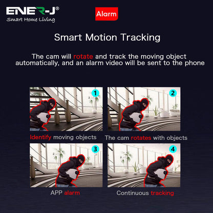 Ener-J Smart WiFi 1080P PTZ Indoor Security Camera, 360 Degree Coverage, Night Vision, Two-Way Audio & Motion Tracking