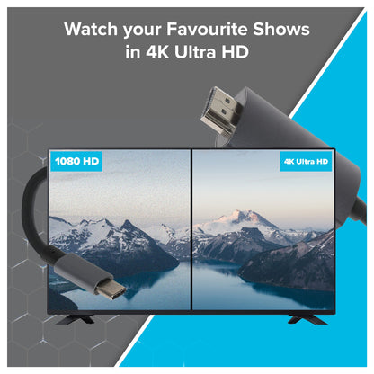 Maplin USB-C to HDMI Cable (Supports 4K Ultra HD @ 60Hz) - Black, 5m