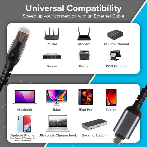 Maplin USB-C to RJ45 Ethernet Cable - Black