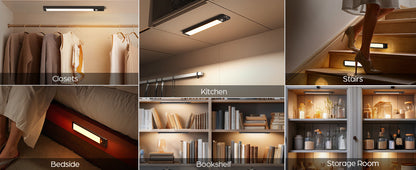 Wireless Motion Sensor Under Cabinet Closet Kitchen Counter LED Night Light 2 Pk