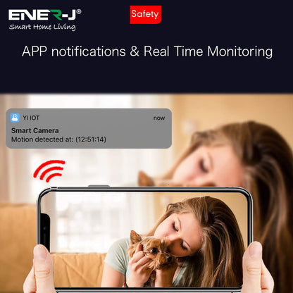 Ener-J Smart WiFi 1080P PTZ Indoor Security Camera, 360 Degree Coverage, Night Vision, Two-Way Audio & Motion Tracking