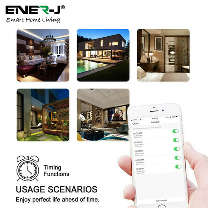 ENER-J Smart Wall Socket – WiFi Double Power Socket with USB & Type-C, Alexa & Google Compatible, 13A UK White