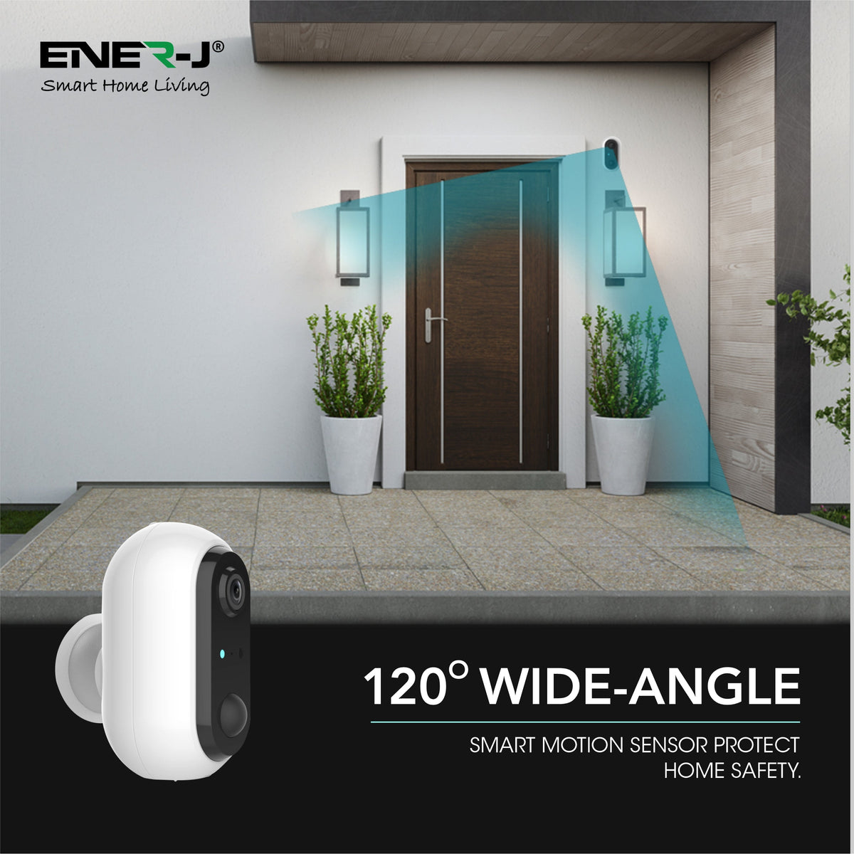 ENER-J Wireless Battery Security Camera – 1080p Smart Home Camera with PIR Motion Detection, No Wiring, No Subscription, Rechargeable Batteries Included (UK)