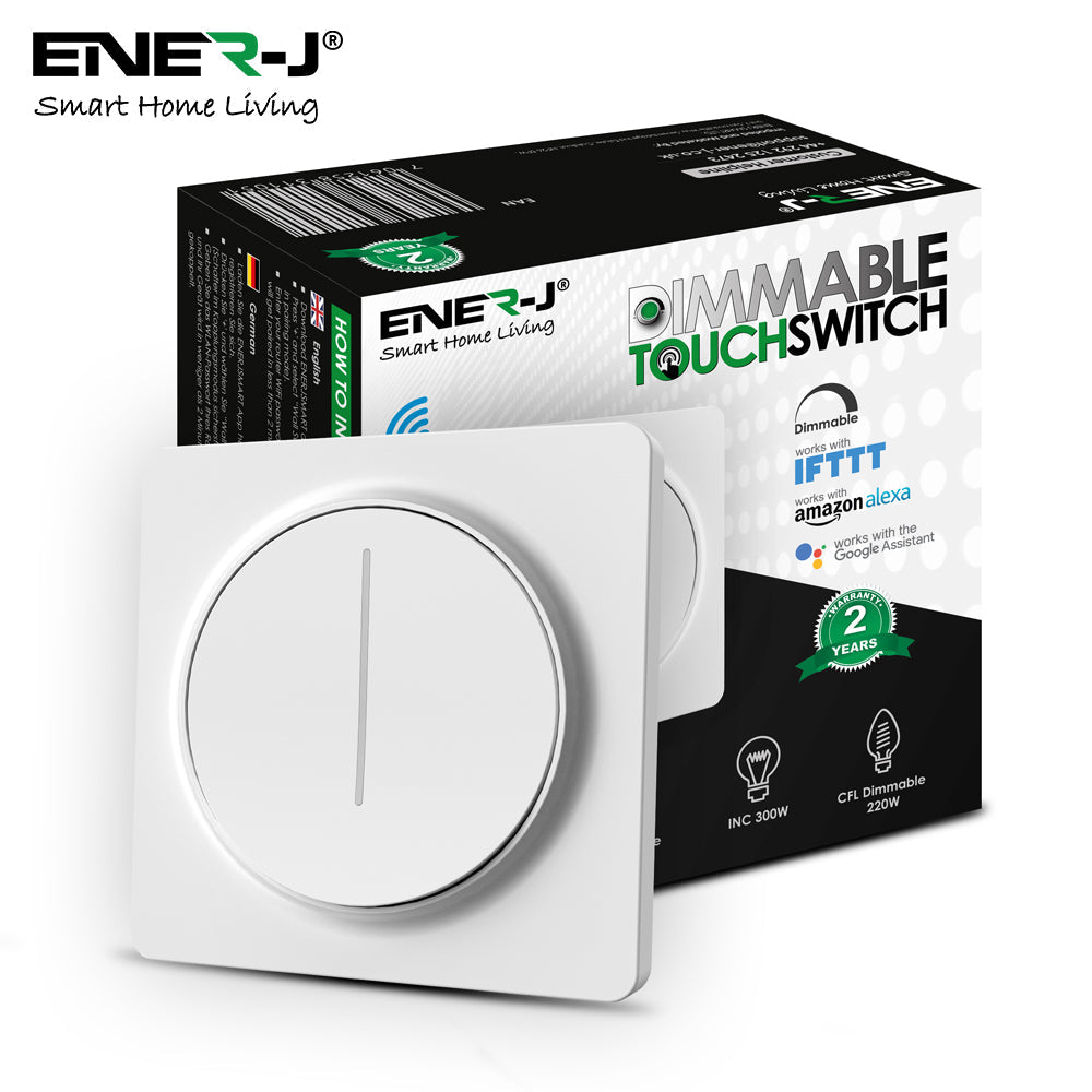 Smart Wi-Fi Dimmable Switch 1 Gang, Smart Dimmable Switch For Led Lights, Compatible With Alexa For Dimming Lights & Bulbs, White