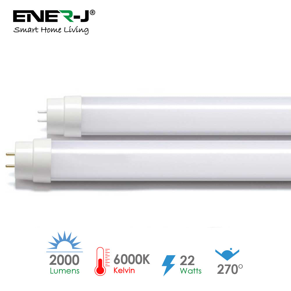 Ener-J T8 LED Nano Plastic Tube 150cm 22W, Cool White| Pack of 5 - 6000K