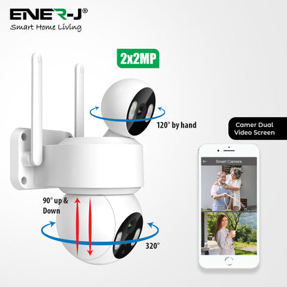 Smart Wi-Fi Dual Lens Outdoor Dome IP Camera - White Housing, IP65