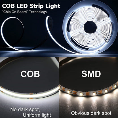 5 Meter 12V LED COB Strip, 6000K IP20 (Power Supply Not Included)