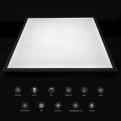 LED Backlit Panel, 595x595x30mm, 4000 Lumens, 4000K, 40W, No Flicker CE Driver, Ultra Slim Design, 3 Years Warranty | Pack of 2