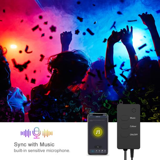 ENER-J Smart WiFi RGB Fairy Lights 5M, Alexa & Google Compatible, Music Sync LED String Lights with Remote, USB Powered, Flexible Copper Wire, Dimmable Multicolour Lighting | Single pack