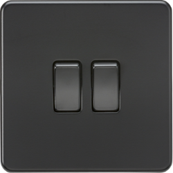 10AX 2G 2-way Switch - Matt Black with black rockers SF3000MBB MLA