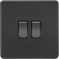 10AX 2G 2-way Switch - Matt Black with black rockers SF3000MBB MLA
