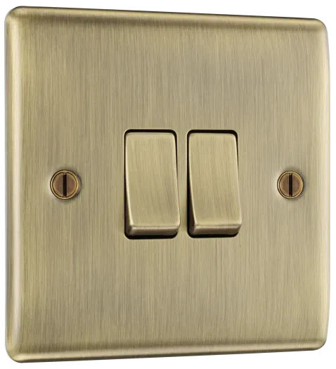 Double Light Switch 2Gang 2W Switch 10A Antique Brass BG NAB42