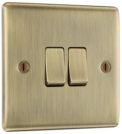 Double Light Switch 2Gang 2W Switch 10A Antique Brass BG NAB42