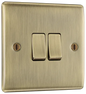 Double Light Switch 2Gang 2W Switch 10A Antique Brass BG NAB42