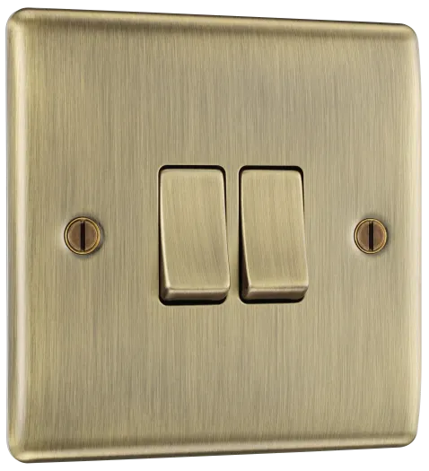 Double Light Switch 2Gang 2W Switch 10A Antique Brass BG NAB42