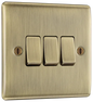 Triple Light Switch 3Gang 2W 10A Antique Brass BG NAB43