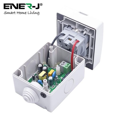 ENER-J Smart WiFi Weatherproof Outdoor Socket, IP55 Waterproof 13A Single Plug, App & Voice Control with Alexa/Google, Remote Timer & Automation