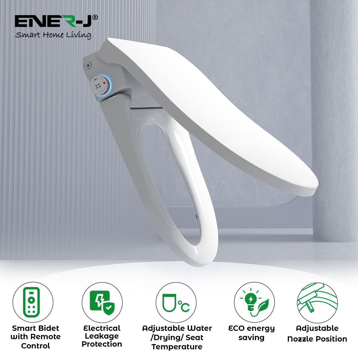 Smart Toilet Seat Cover with Bidet, Heated Seat & Adjustable Water Temperature | Soft Close Bathroom Toilet Seat