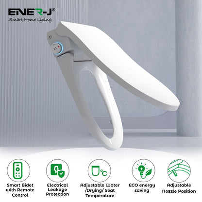 Smart Toilet Seat Cover with Bidet, Heated Seat & Adjustable Water Temperature | Soft Close Bathroom Toilet Seat