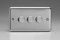 Triple LED Dimmer 3Gang 2Way Matt Chrome Stainless Steel Varilight