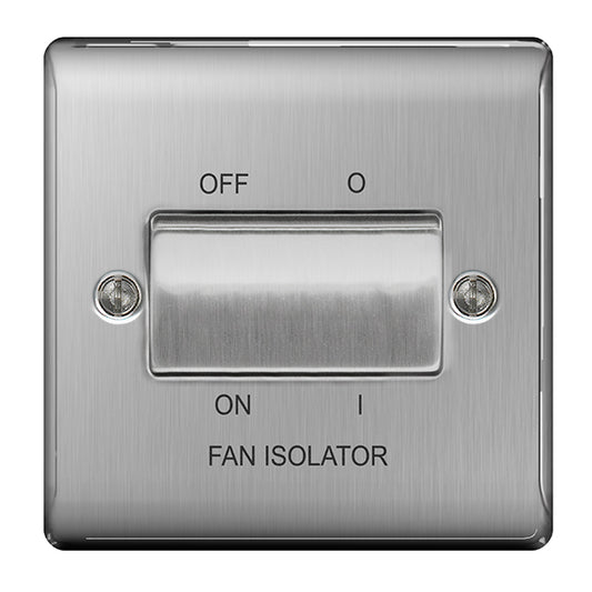 Fan Isolator Switch Stainless Steel Brushed Steel BG NBS15