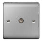 Co-Axial TV Outlet Point 1Gang Stainless Steel Brushed Steel BG NBS60
