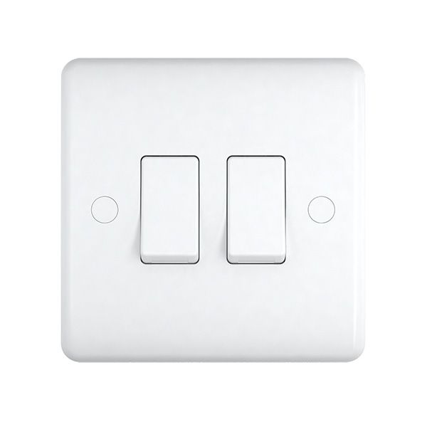 2 Gang Double 10a Light Switch ST02W Soft Edge UEP