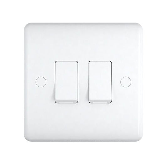 2 Gang Double 10a Light Switch ST02W Soft Edge UEP