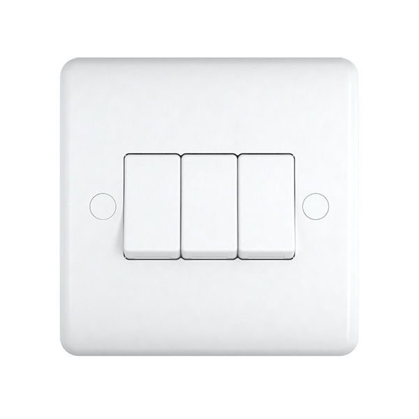 3 Gang Treble 10a Light Switch ST03W Soft Edge UEP