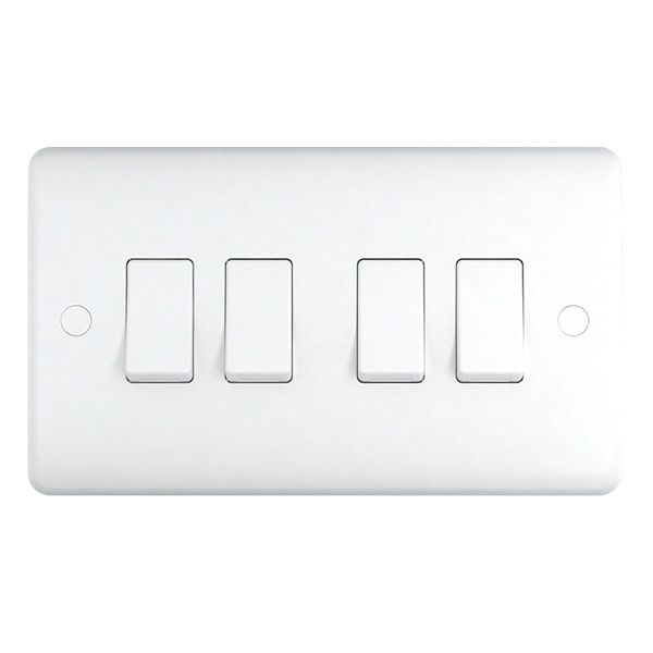 4 Gang Quad 10a Light Switch ST04W Soft Edge UEP