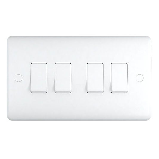 4 Gang Quad 10a Light Switch ST04W Soft Edge UEP