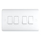 4 Gang Quad 10a Light Switch ST04W Soft Edge UEP