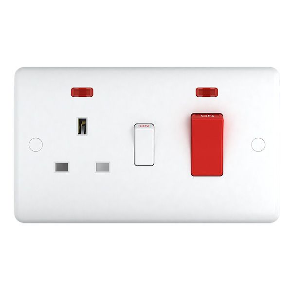 45A Cooker Switch with Socket ST41W Soft Edge UEP