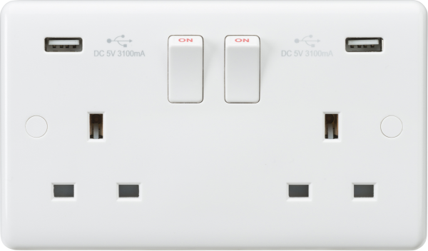 USB - Twin Ports 3.1a Double Socket ST65W Soft Edge UEP