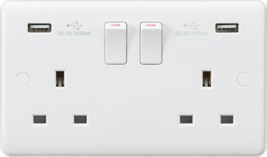 USB - Twin Ports 3.1a Double Socket ST65W Soft Edge UEP