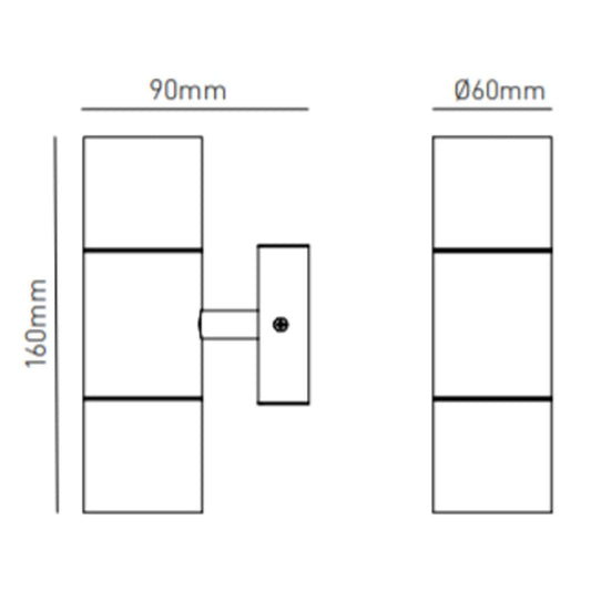 Leto GU10 Up / Down Wall Light IP44 Polished Stainless