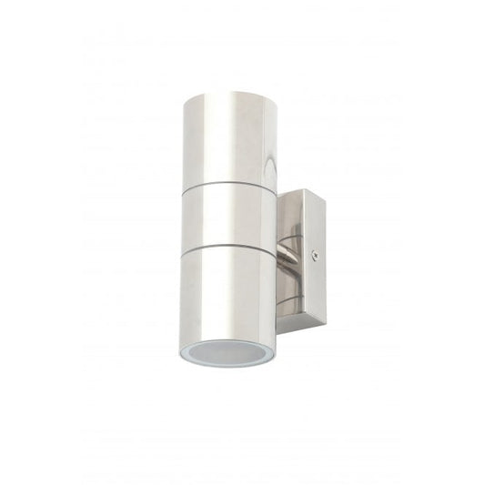 Leto GU10 Up / Down Wall Light IP44 Polished Stainless