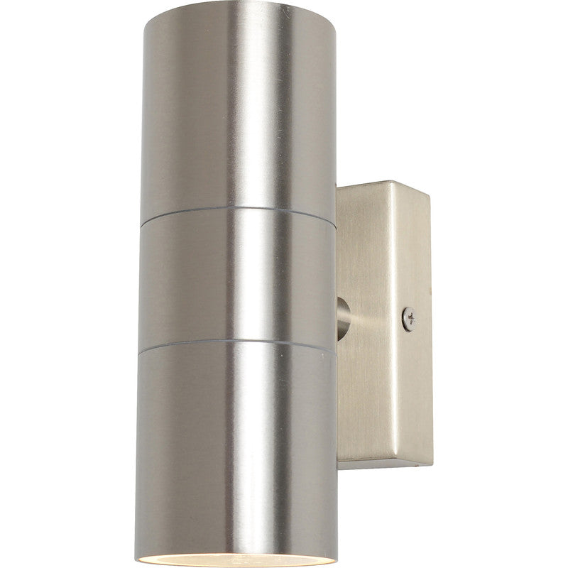 Leto GU10 Up / Down Wall Light IP44 Stainless Steel