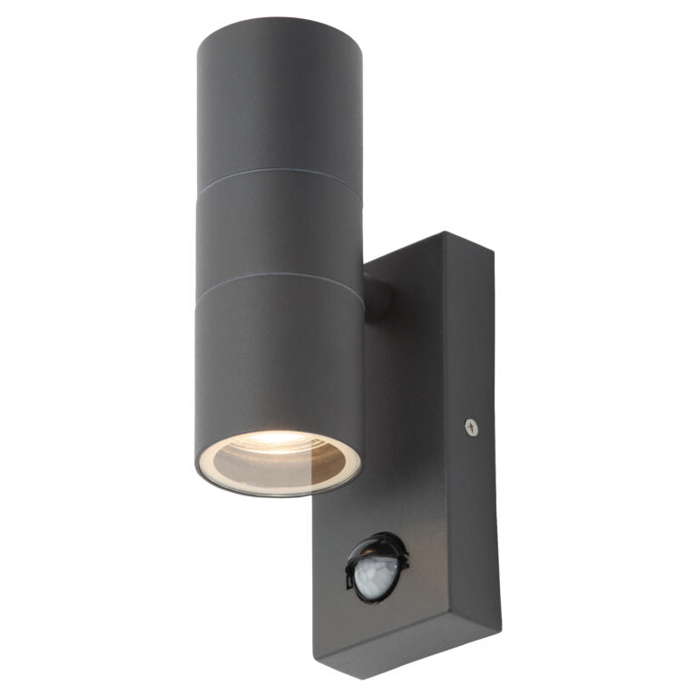 Leto GU10 Up / Down Wall Light PIR IP44 Anthracite