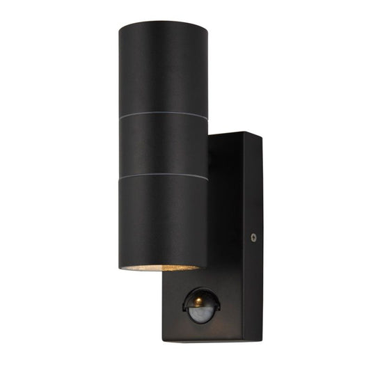 Leto GU10 Up / Down Wall Light PIR IP44 Black