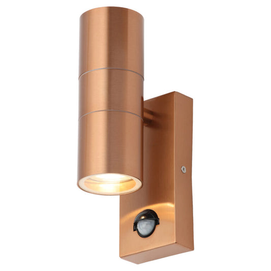 Leto GU10 Up / Down Wall Light PIR IP44 Copper