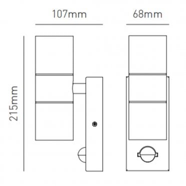 Leto GU10 Up / Down Wall Light PIR IP44 Stainless Steel