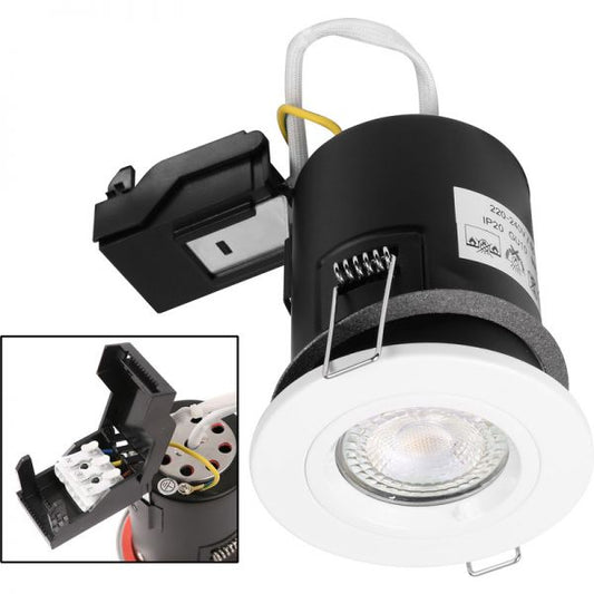 VUEP Fire Rated GU10 Downlight Mains White / Stainless Satin Nickel / Polished Shiny Chrome