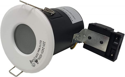 VUEP Fire Rated IP65 GU10 Mains Shower Downlight White / Satin Stainless Nickel / Polished Shiny Chrome