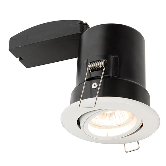 Fire Rated Downlight 30 Degree Tilt GU10 Matt White / Satin Nickel Stainless Steel / Chrome