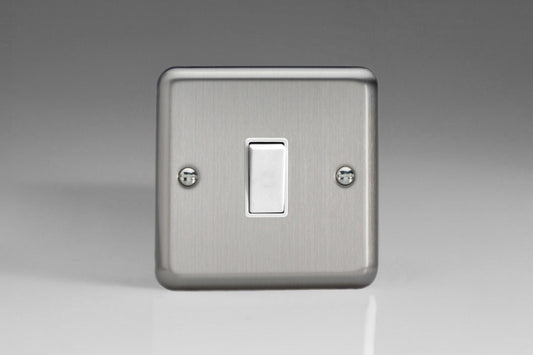 Single Light Switch 1G 2W Matt Chrome Stainless Steel Varilight White Insert