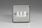 Triple Light Switch 3G 2W Matt Chrome Stainless Steel Varilight White Inserts