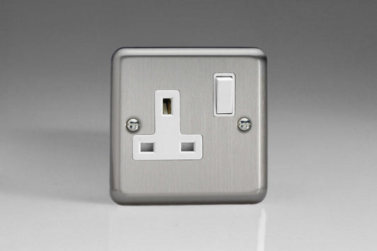 Single Socket Matt Chrome Stainless Steel Varilight White Inserts 13A