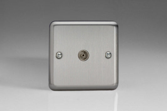 Co-Axial Coax TV Outlet 1Gang Matt Chrome Stainless Steel Varilight