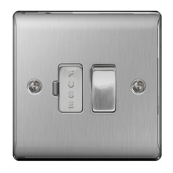 Switch Fused Spur Connection Unit 13Amp Brushed Steel Stainless Steel BG NBS50